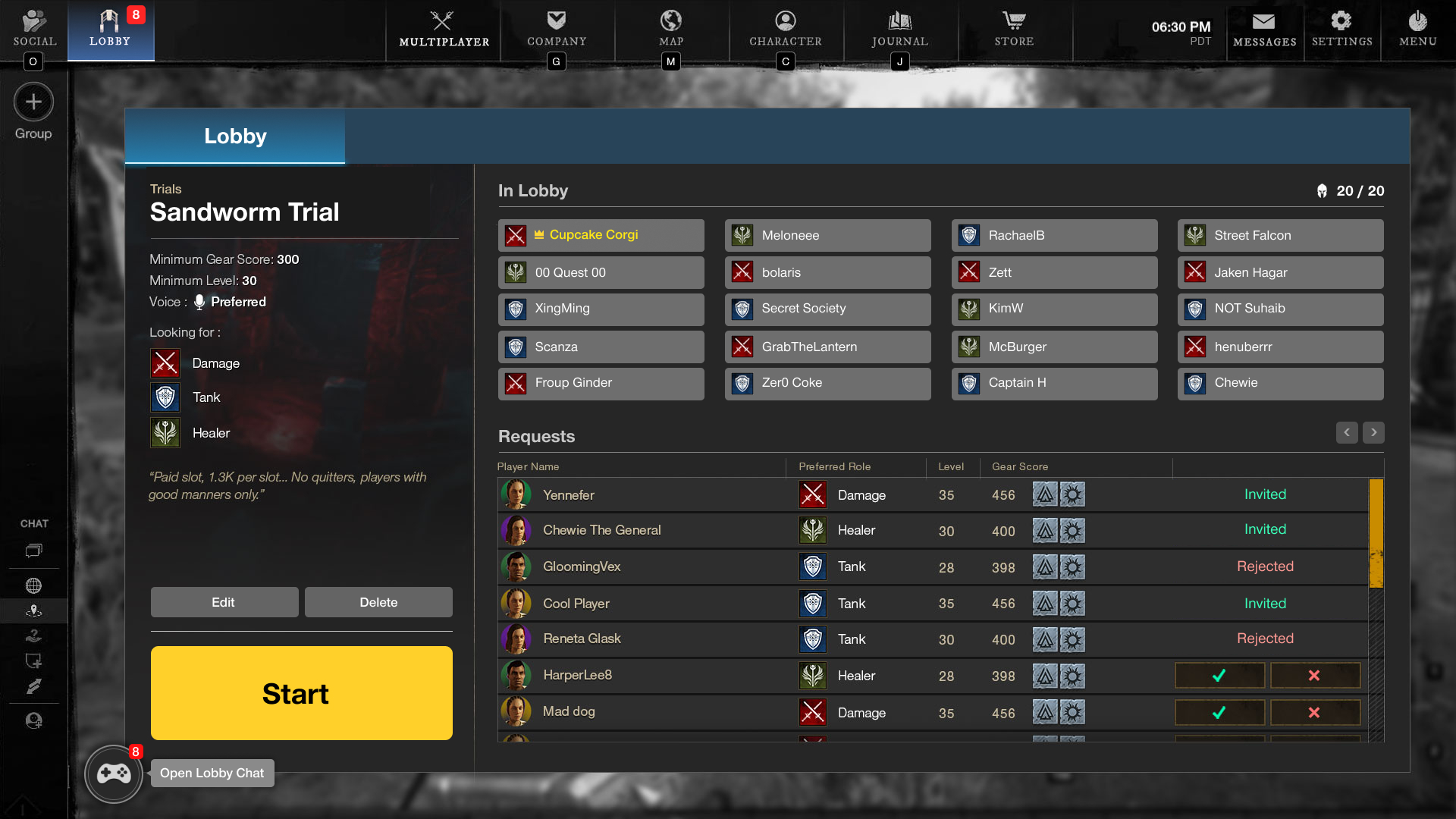 Lobby (raid, creator, ready 2)