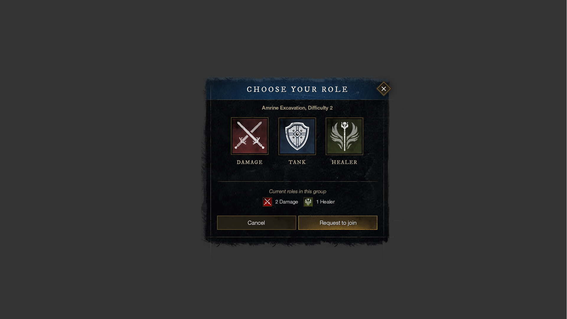 Role Select Popup